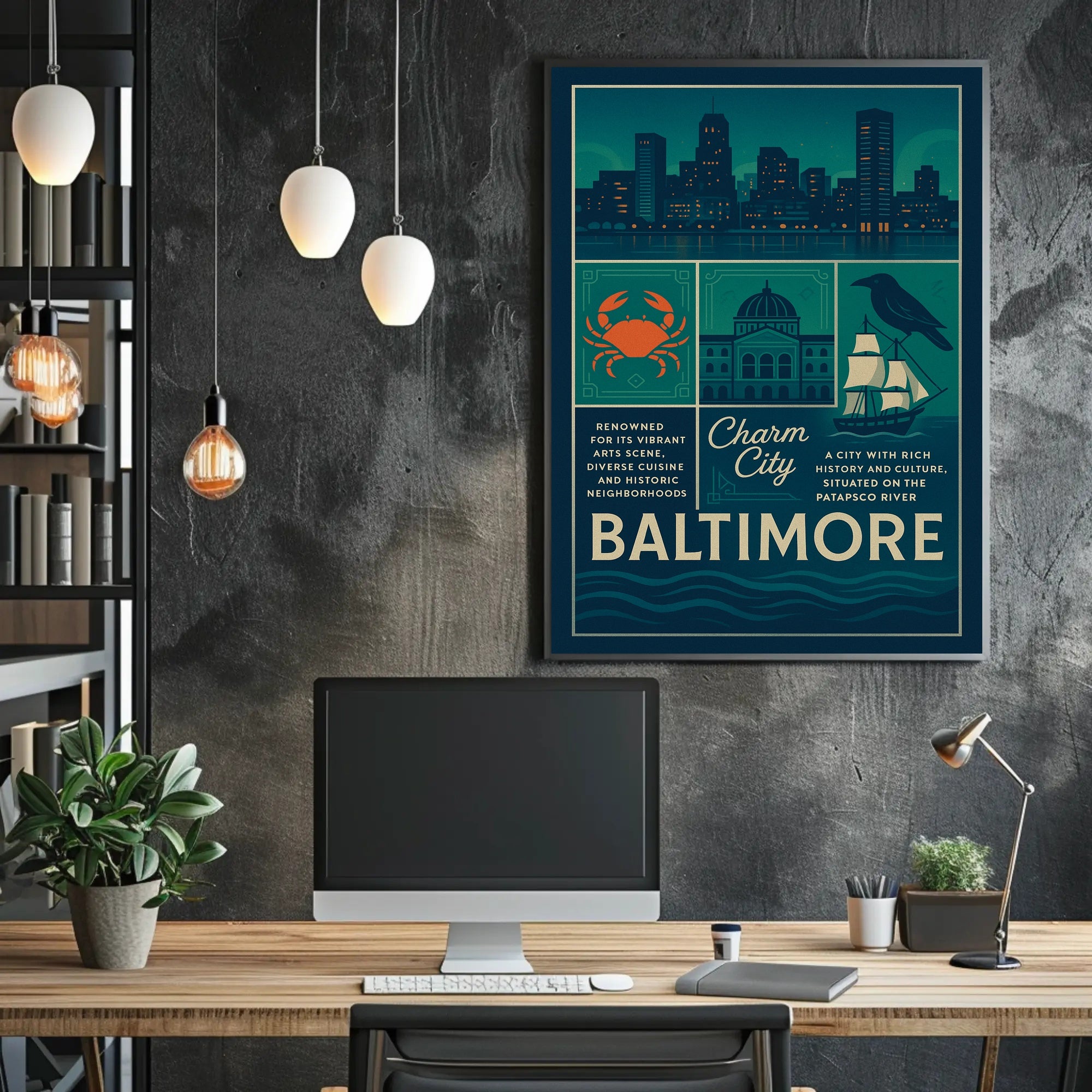 Baltimore Vintage Charm Travel Poster PosterGoat