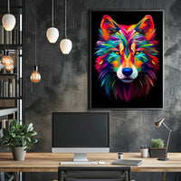 Vibrant Wolf Art Poster PosterGoat