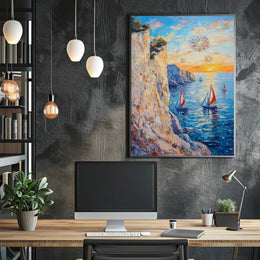 pixelmotion copyai 35099 Thick oil impasto painting of a coastal cl 5e7818ef ccf4ef9bde5b64623829Poster