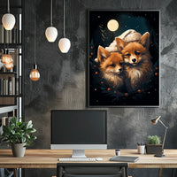 Moonlit Foxes Poster