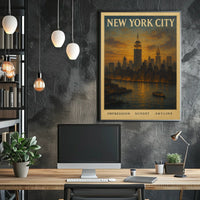 New York City Skyline at Sunset Poster