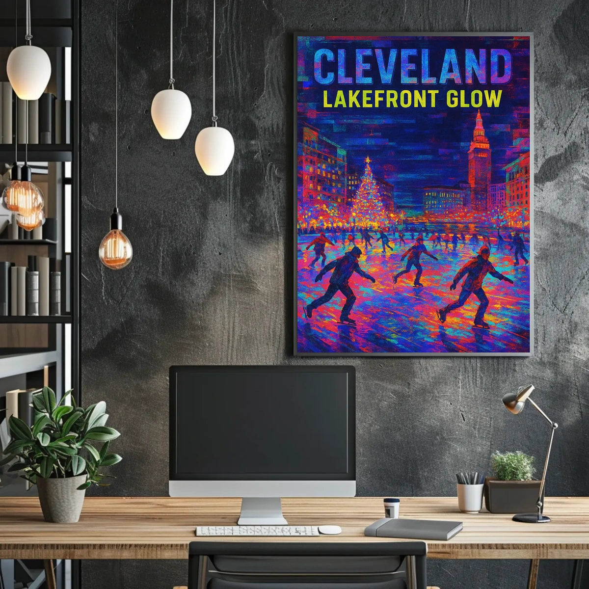 Cleveland Lakefront Glow Poster