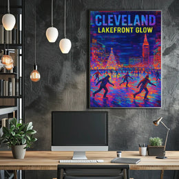 Cleveland Lakefront Glow Poster