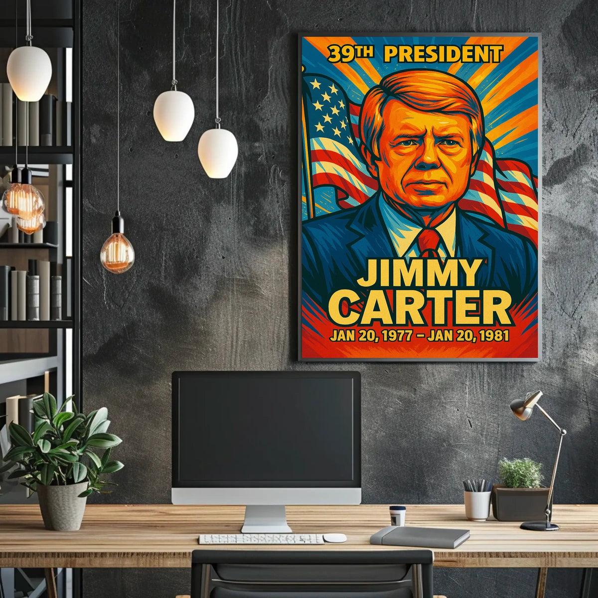 Jimmy Carter 39th President of the United States Colorful Comic Book Style Poster