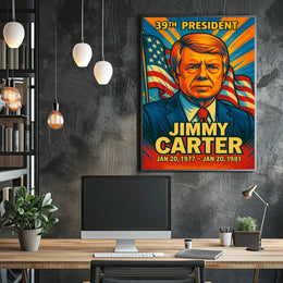 Jimmy Carter 39th President of the United States Colorful Comic Book Style Poster