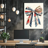 Patriotic Large Coquette Bow Wall Art American Flag Poster