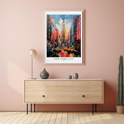 New York City Empire State Colorful Skyline Travel Poster