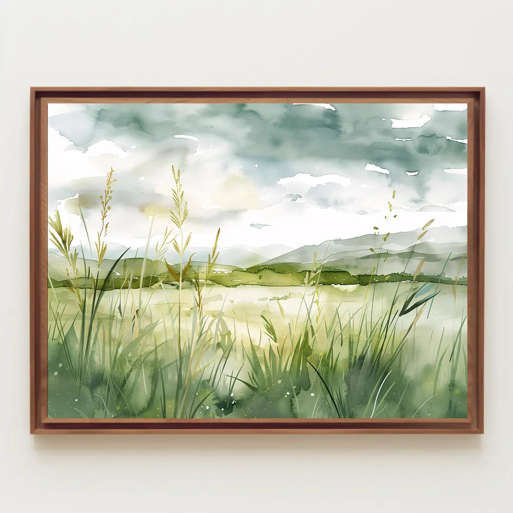 Serene Watercolor Countryside Landscape Poster Art