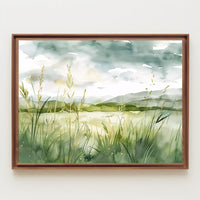 Serene Watercolor Countryside Landscape Poster Art