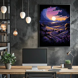 Dreamy Landscape Poster: Moonlit Path at Dusk