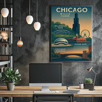 Discover Chicago Landmarks Poster