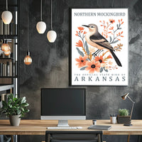 Northern Mockingbird Arkansas State Bird Art Poster