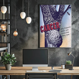 Cancer Awareness Poster with Urgent, Vintage Design Political or Propaganda Poster PosterGoat