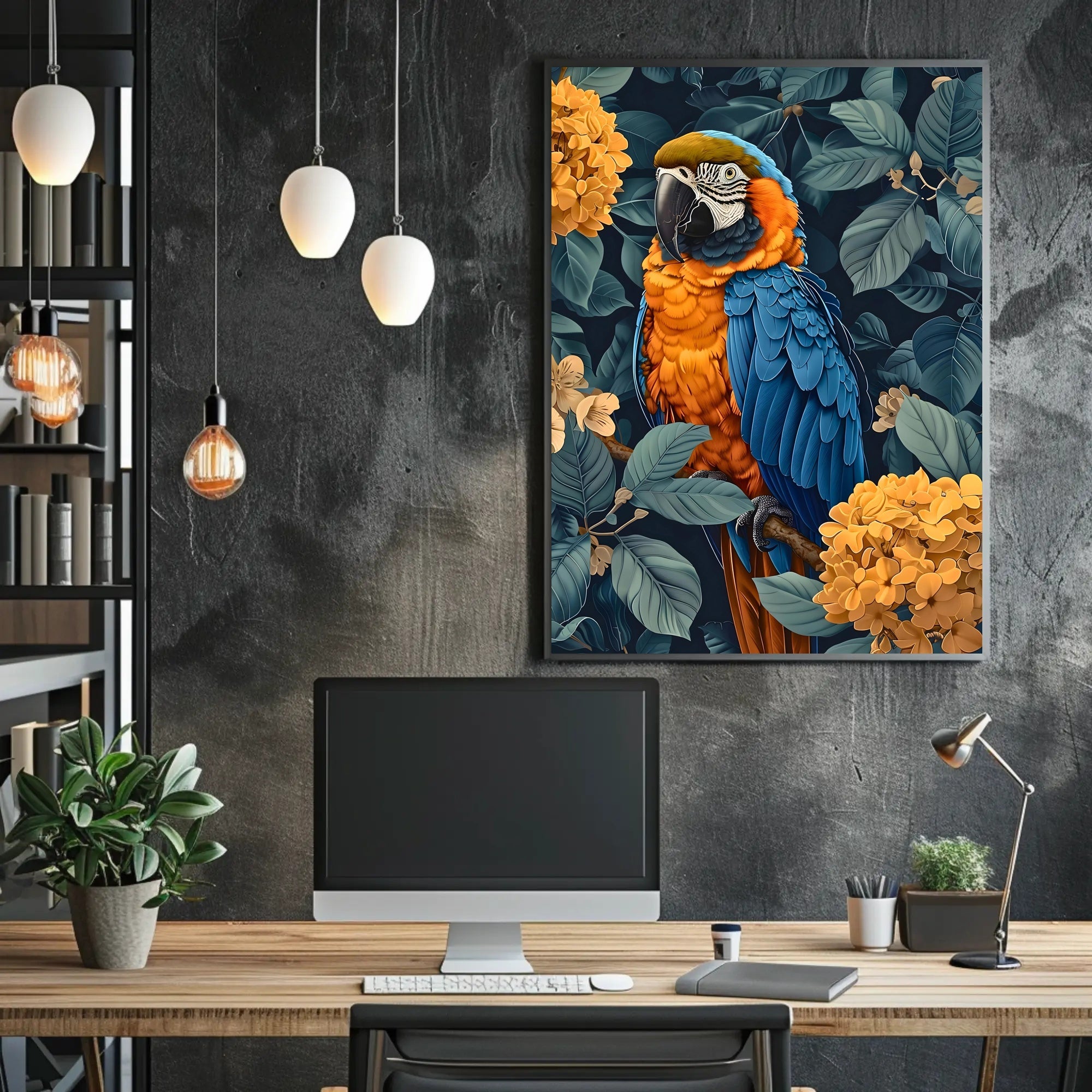 Vibrant Parrot Floral Paradise Wall Art