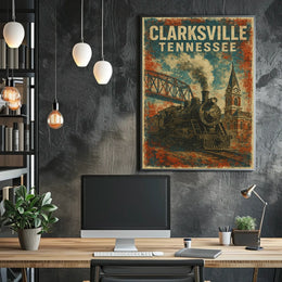 Clarksville, Tennessee Vintage Vintage Poster