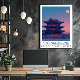 Gyeongbokgung Palace under Full Moon Cultural Poster