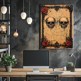 Gothic Skulls And Roses Poster