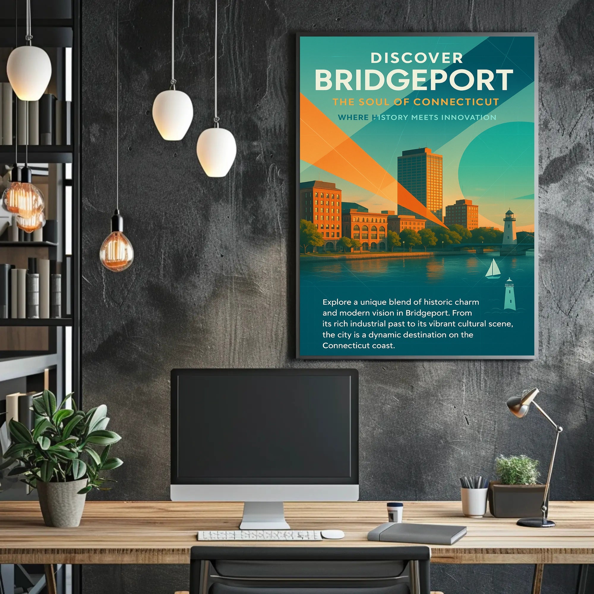 Bridgeport Evolution: Energy and Innovation Urban or Cityscape Poster PosterGoat