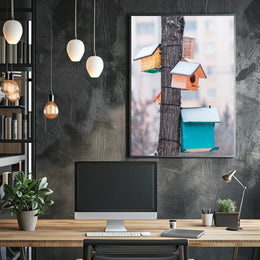 Winter Birdhouses Poster