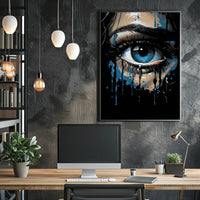 Mystical Blue Eye Dripping Paint Art Poster