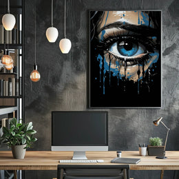 Mystical Blue Eye Dripping Paint Art Poster
