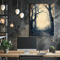 Haunting Pathway Forest Scene: Abstract Artistic Poster