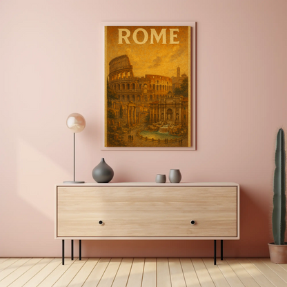 Rome Colosseum Trevi Fountain Travel Poster