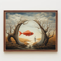 Surreal Dreamscape with Orange Fish Artistic Poster