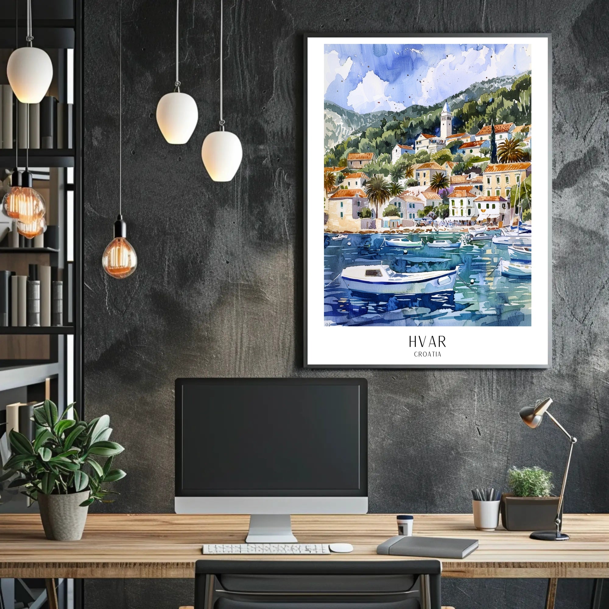 Picturesque Hvar Island Coastal Scene Travel Poster PosterGoat