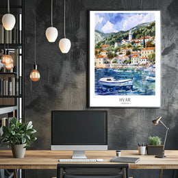 Picturesque Hvar Island Coastal Scene Travel Poster PosterGoat