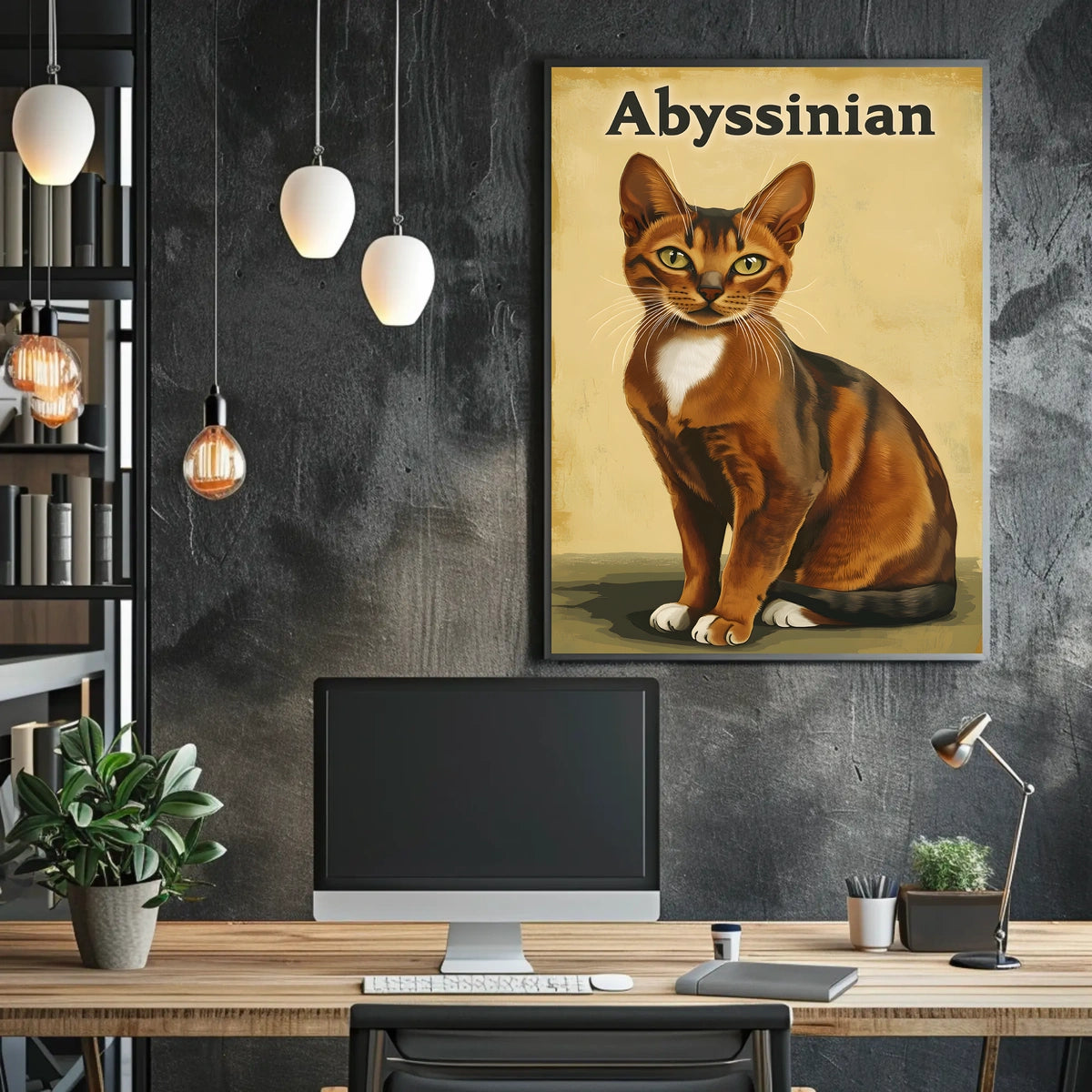 Abyssinian Cat Portrait Artwork Living Room Wall Poster