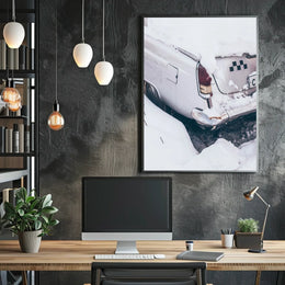 Vintage Car In Snow Vintage Poster