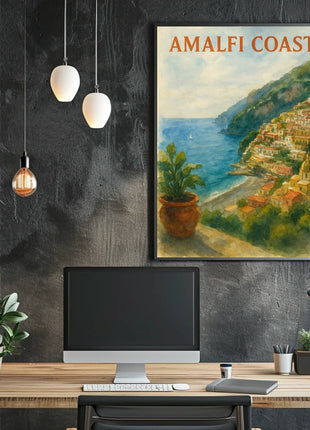 Amalfi Coast Poster Wall Art 18x24 Inches Seaside Decor