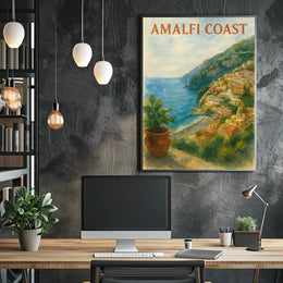 Amalfi Coast Poster Wall Art 18x24 Inches Seaside Decor
