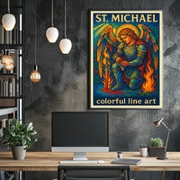 St. Michael Colorful Line Art Poster