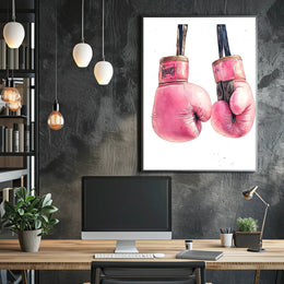Pink Boxing Gloves Poster Decorative Sports Wall Art