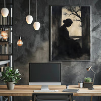 Silhouette Woman Reading Vintage Artistic Poster PosterGoat