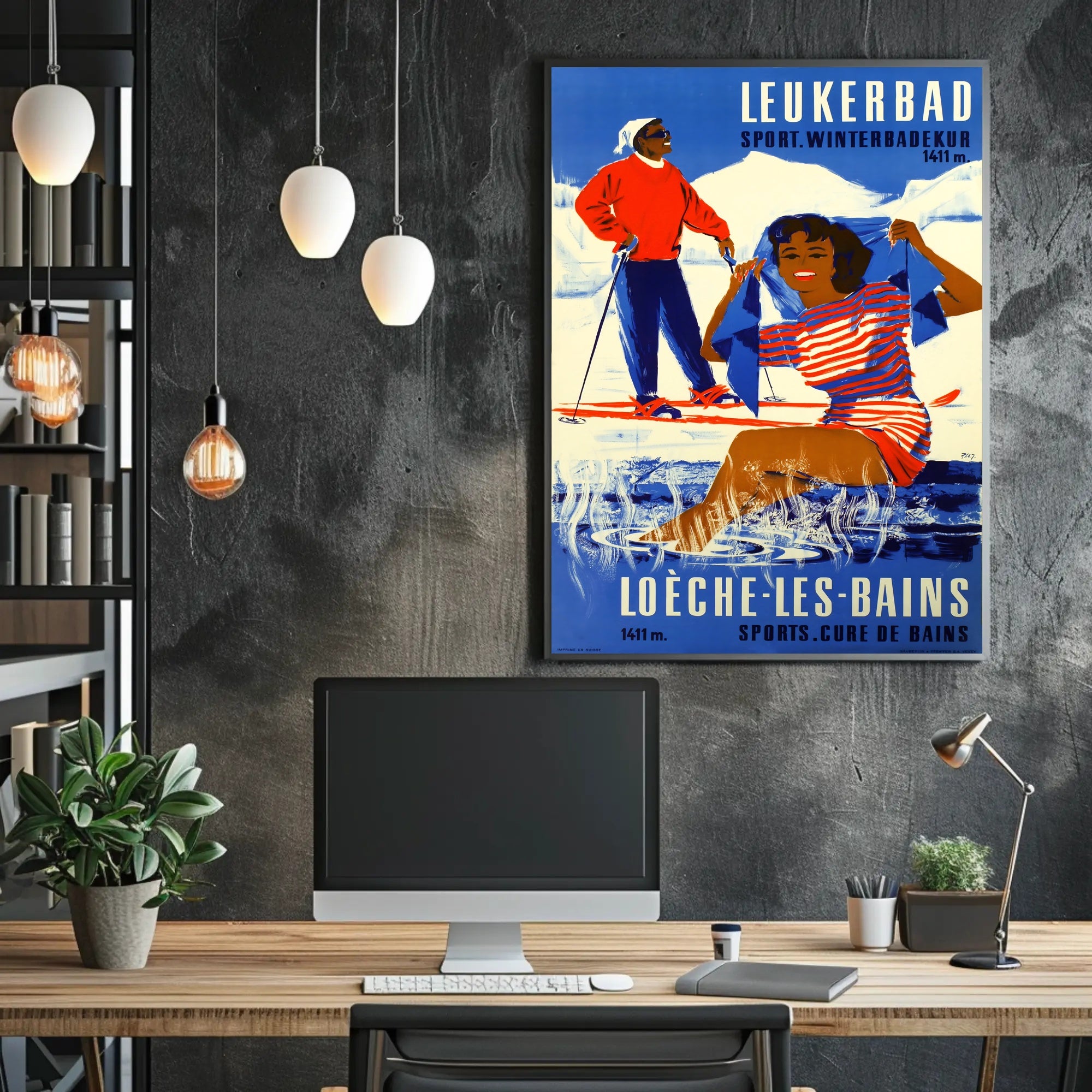 Leukerbad Winter Sports and Bathing Retreat Poster PosterGoat
