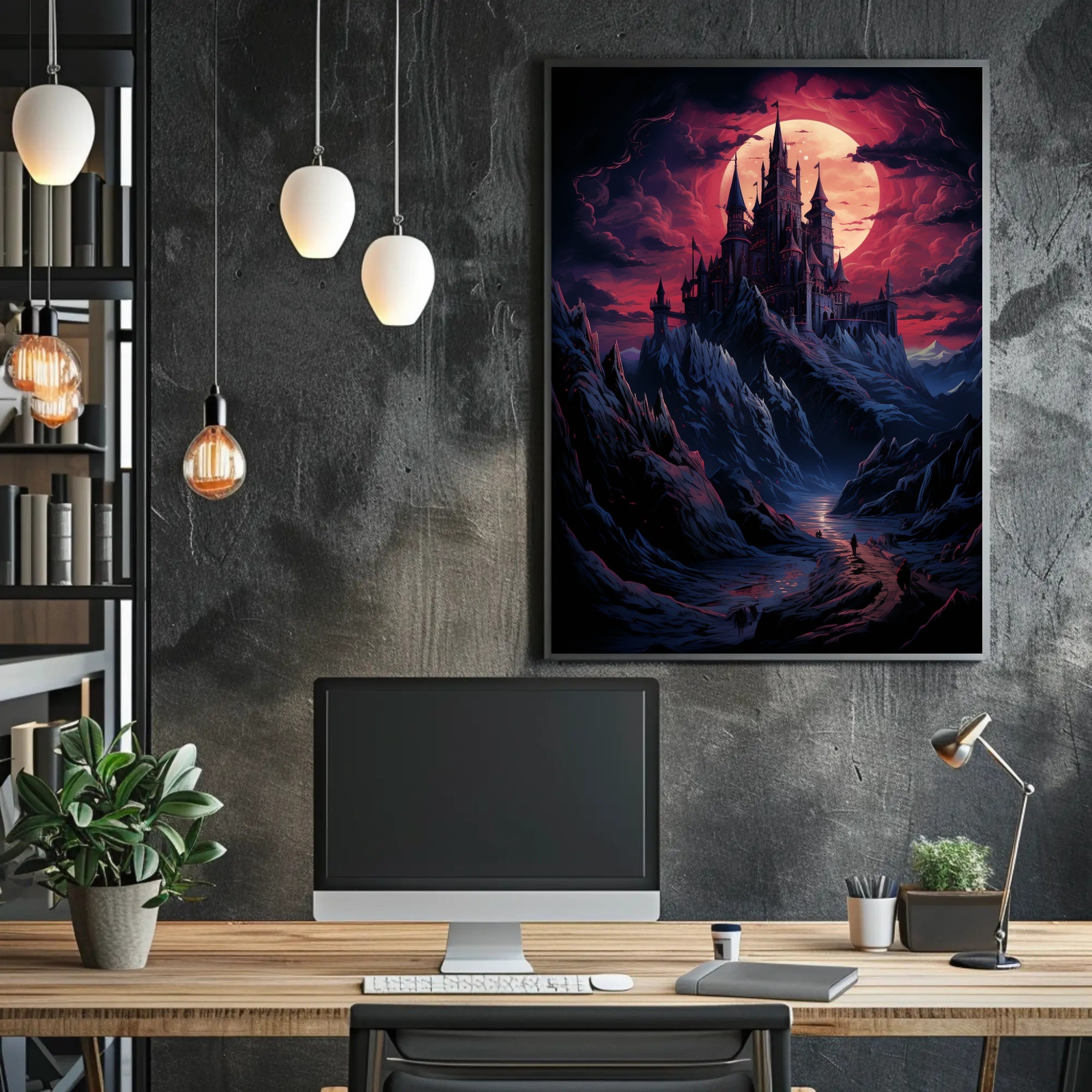 Enchanted Castle Under A Blood Moon Poster