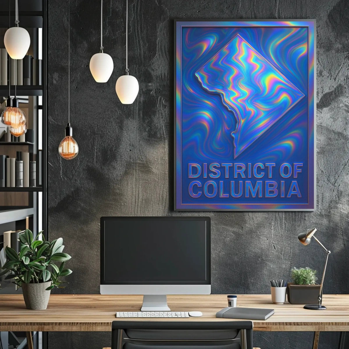 District Of Columbia Vibrant Map Art Poster