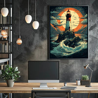 Lighthouse At Sea Poster PosterGoat
