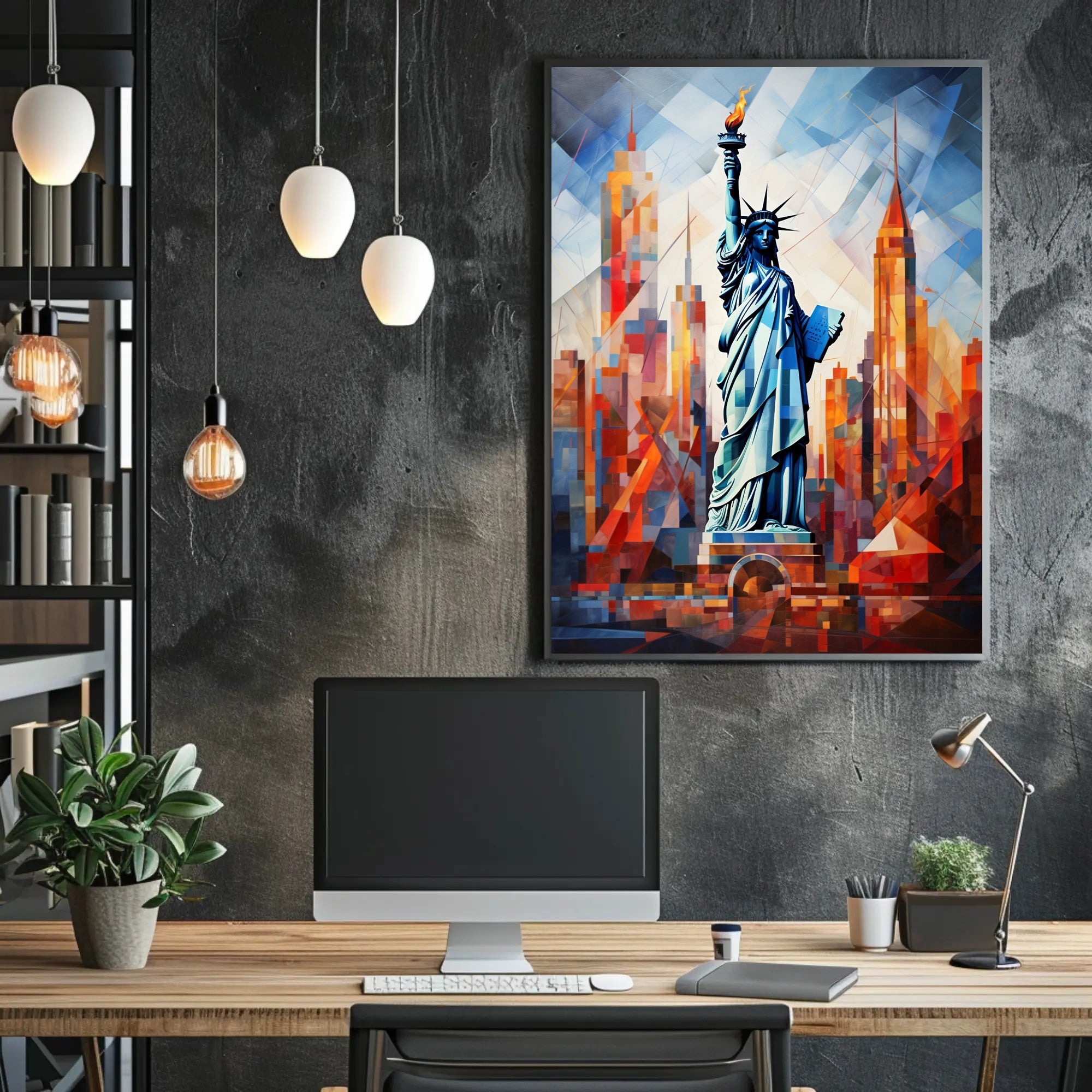 The Statue Of Liberty A Modern Mosaic Poster