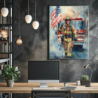 smiling firefighter Poster