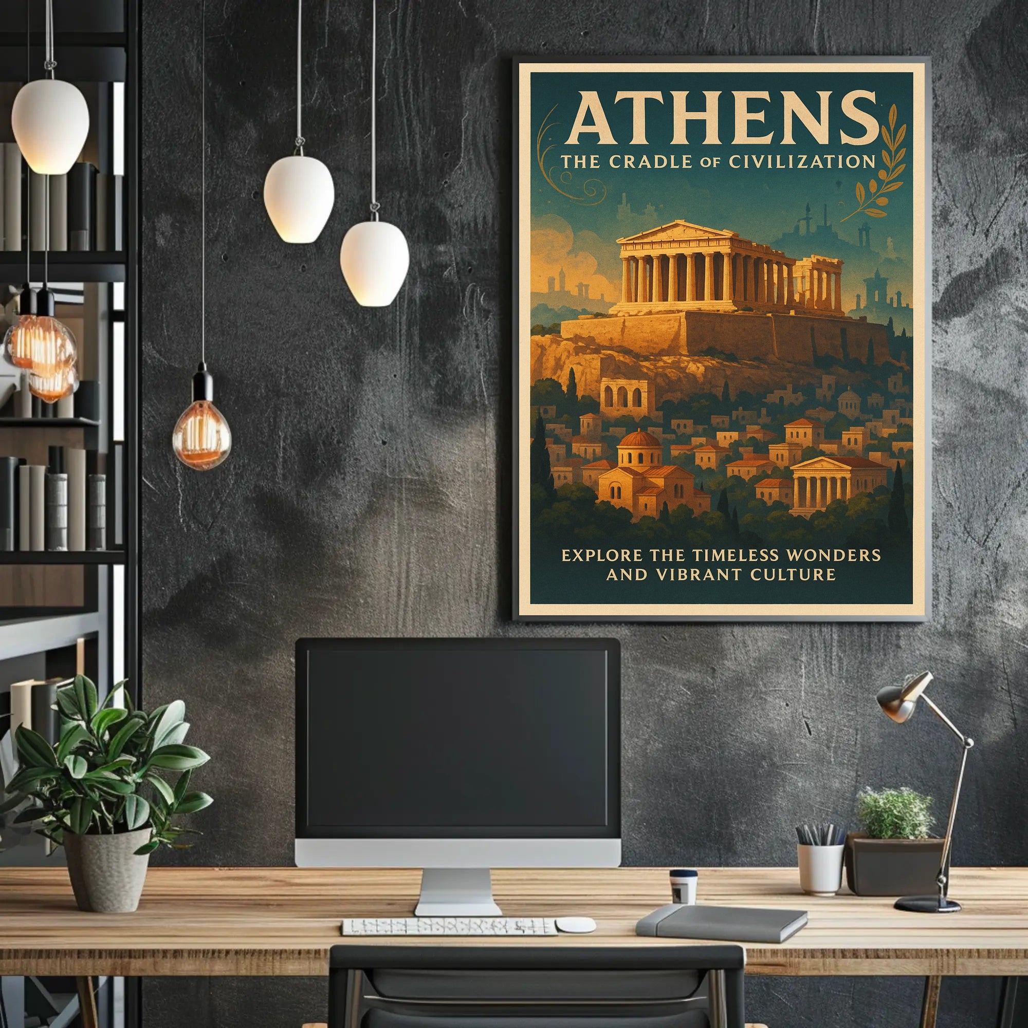 Athens Parthenon Vintage Travel Poster