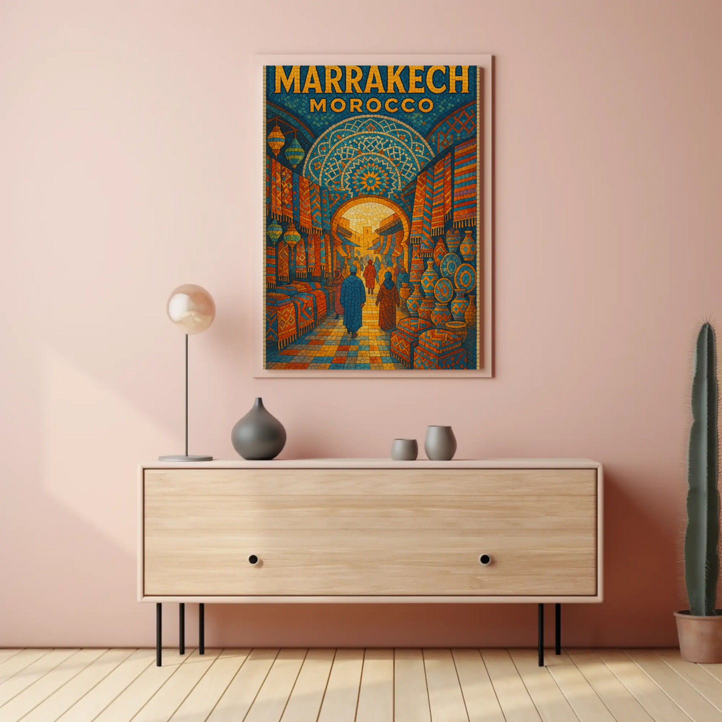 Marrakech Morocco Mosaic Market Scene Poster Poster