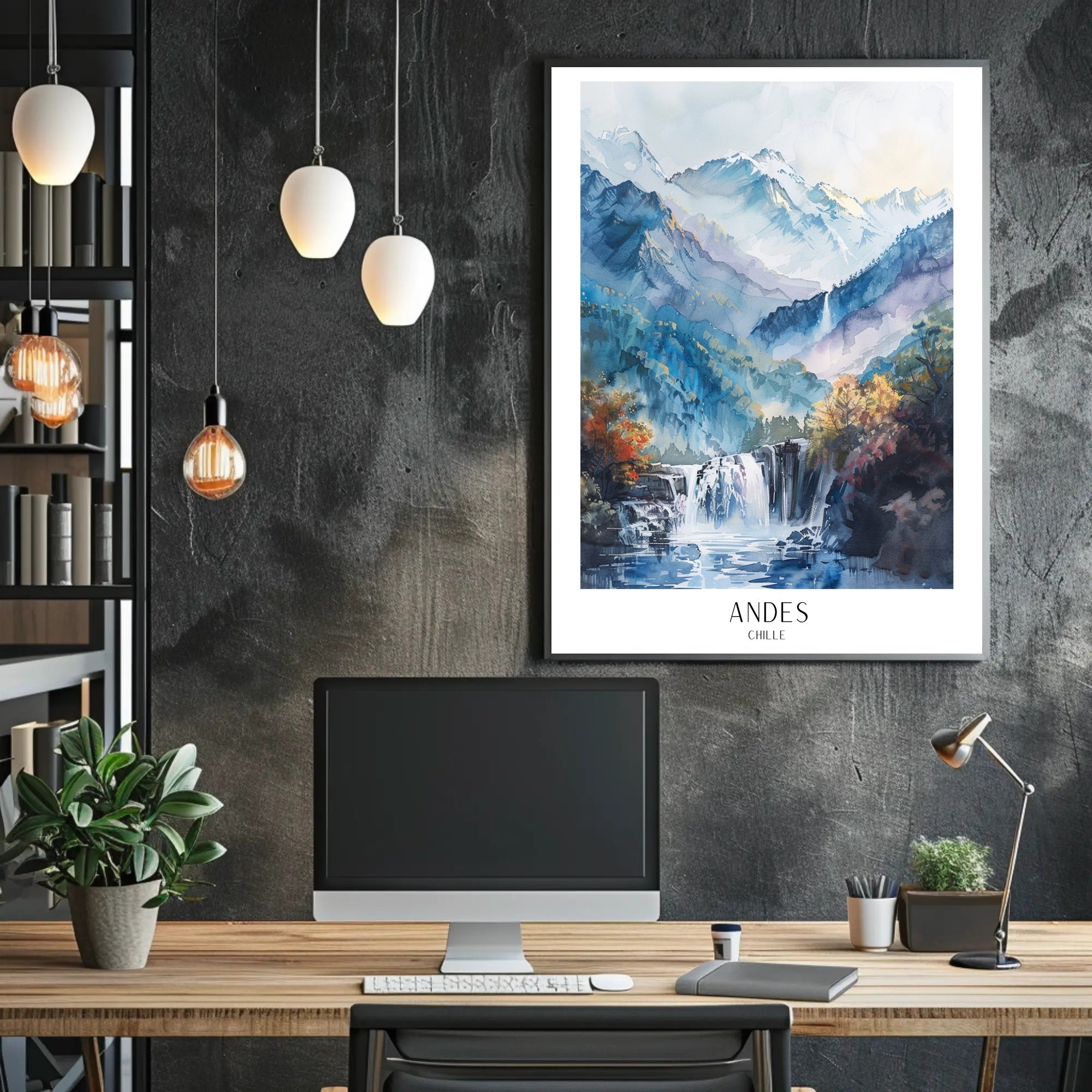 Andes Mountains Watercolor Landscape Art - Travel Poster PosterGoat
