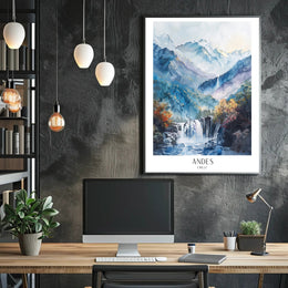 Andes Mountains Watercolor Landscape Art - Travel Poster PosterGoat