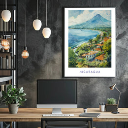 Nicaraguan Coastal Village Scene: Vibrant Travel Poster PosterGoat