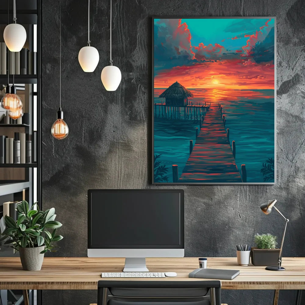 Tropical Sunset Pier: Serene Coastal Escape Poster