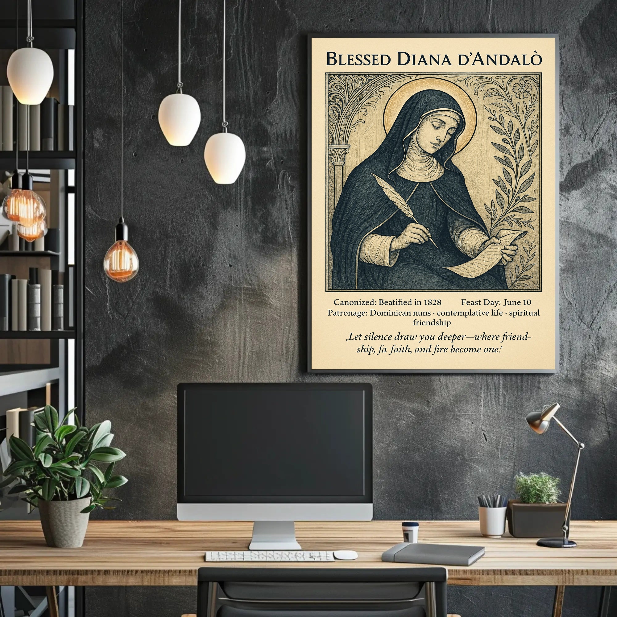 Blessed Diana d’Andalò Vintage Religious Iconography Poster